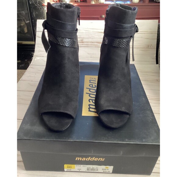 Madden NYC Bell Women’s Ankle Boots Black Open Toe Zipper Closure Size 8 - Picture 12 of 13